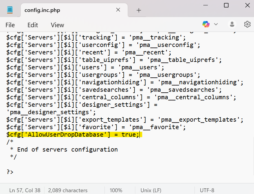 config change